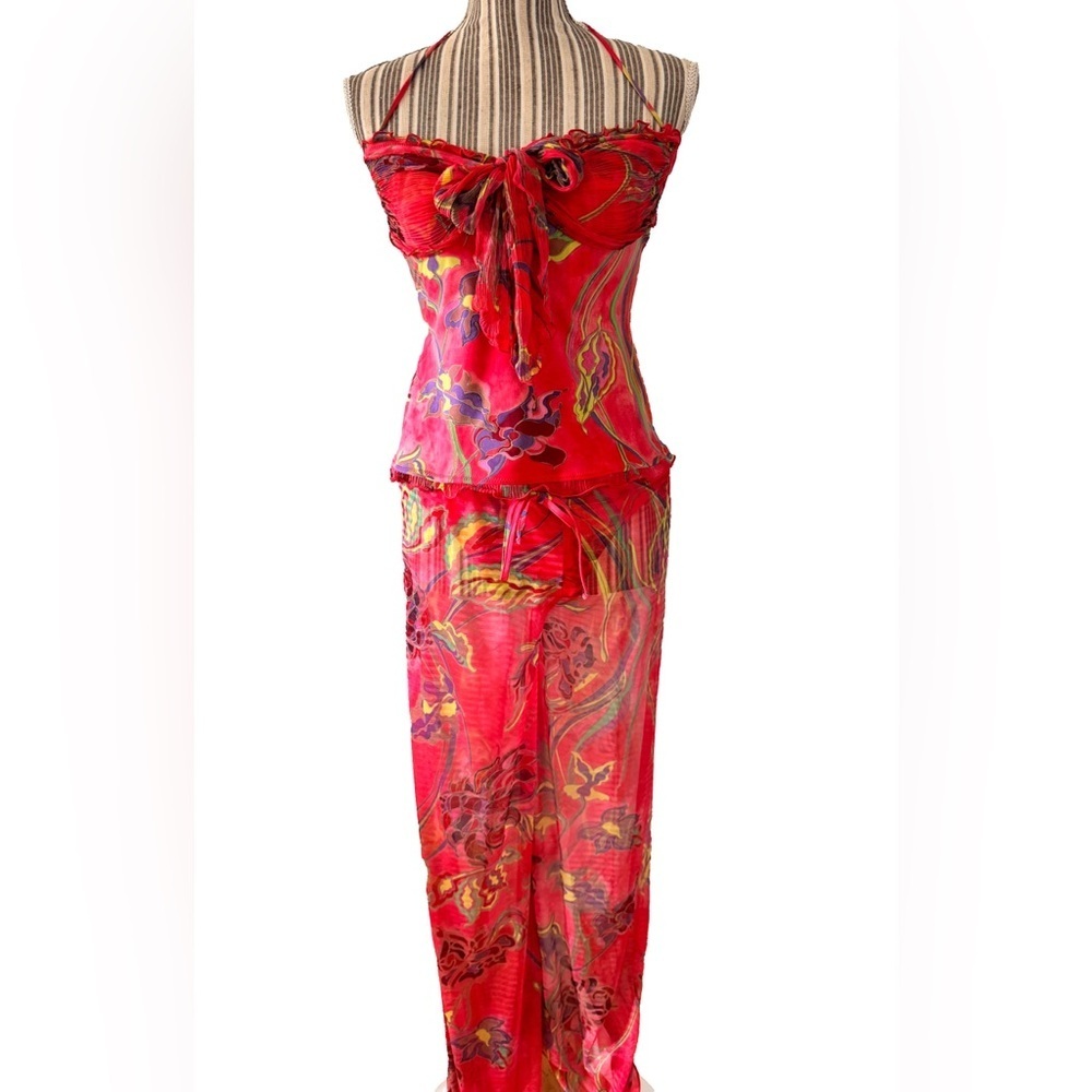 NWT Pain de Sucre Elegant Red Floral Women's Tankini with Coverup